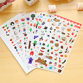 baratos Autocolantes e Fitas-6 pcs / set food diary sticker adesivo de etiqueta do telefone adesivos