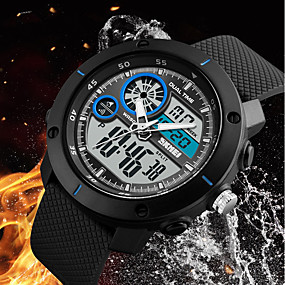 baratos Relógios Para Meninos-SKMEI Homens Relógio Casual Relógio de Moda Relógio Elegante Digital Couro PU Acolchoado Preta / Cinza 50 m Impermeável Calendário Cronógrafo Analógico-Digital Luxo Casual - Vermelho Verde Azul