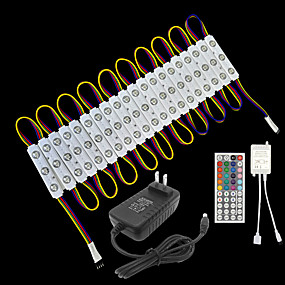 baratos Barras de LED-Zdm 1 conjunto à prova d 'água 5050 rgb led módulo luzes led storefront luzes dc12v 3 leds total 20 pcs com fita adesiva para a janela da loja de iluminação sinais de publicidade led canal carta ilumi