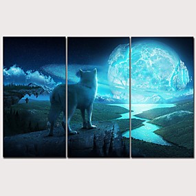 baratos Estampadas-Estampado Laminado Impressão De Canvas Estampados de Lonas Esticada - Animais Artes, Artesanatos e Costura Clássico Modern 3 Painéis Art Prints