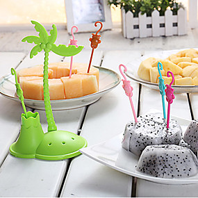 baratos Talheres-Plástico Casual Garfo de Fruta, Alta qualidade 6pcs