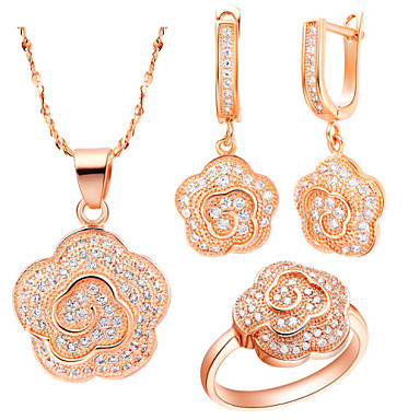 plated necklaces earrings rings sets flower jewelry silver gold