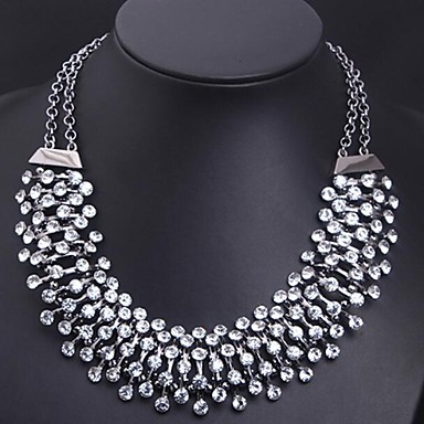 European Luxury (Tassle) Clear Crystal Statement Necklace (1 Pc ...