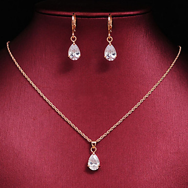 Women's High Quality Luxury 18k Gold CZ Waterdrop Wedding Gift Jewelry ...
