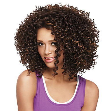 Peruki Syntetyczne Afro Styl Fryzura Bob Bez Czepka Peruka Brązowy