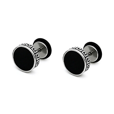 baratos Brincos Masculinos-Homens ônix Brincos Curtos Clássico Boyfriend apartamento de volta Amuleto Simples Legal Aço Inoxidável Brincos Jóias Preto Para Festa Escritório / Carreira Casual Diário