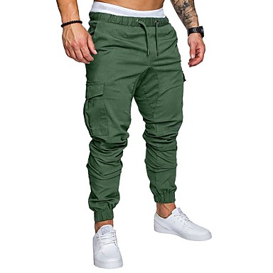 baratos Chinos-Homens Básico Tamanhos Grandes Diário Calças Esportivas / Calças de carga Calças - Sólido Primavera Outono Azul Marinha Khaki Cinza Claro XXL XXXL XXXXL