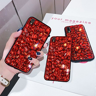 baratos vivo-Capinha Para Vivo Vivo Y67 / Vivo Y51 / Vivo Y35 Com Strass Capa traseira Glitter Brilhante Rígida Acrílico