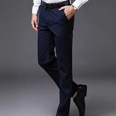 baratos Suits-Homens Básico Delgado Social Calças - Sólido Azul Marinha Cinzento Vinho XXL XXXL XXXXL