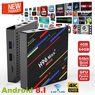 baratos TVs Box-h96 max + android 8.1 caixa de tv k17.6 hd media player de rede inteligente
